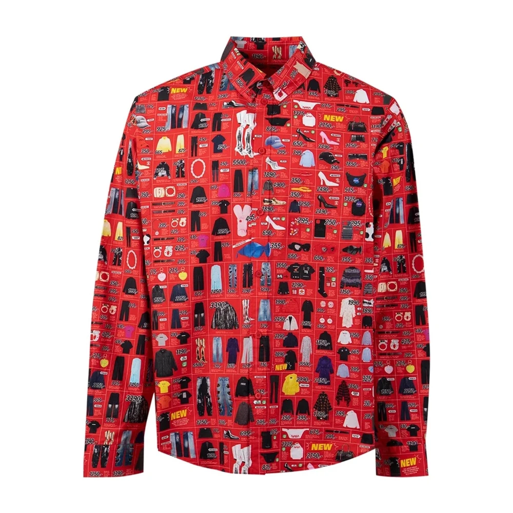 Balenciaga Gedrukt Herenoverhemd All-Over Prijzen Red Heren