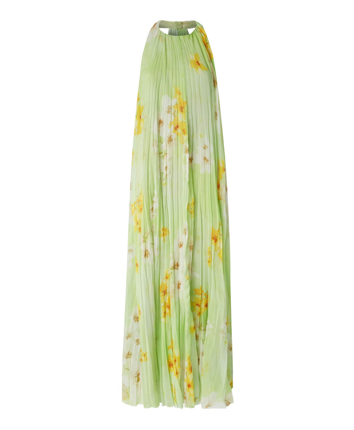 robe-verte-a-fleurs-col-halter
