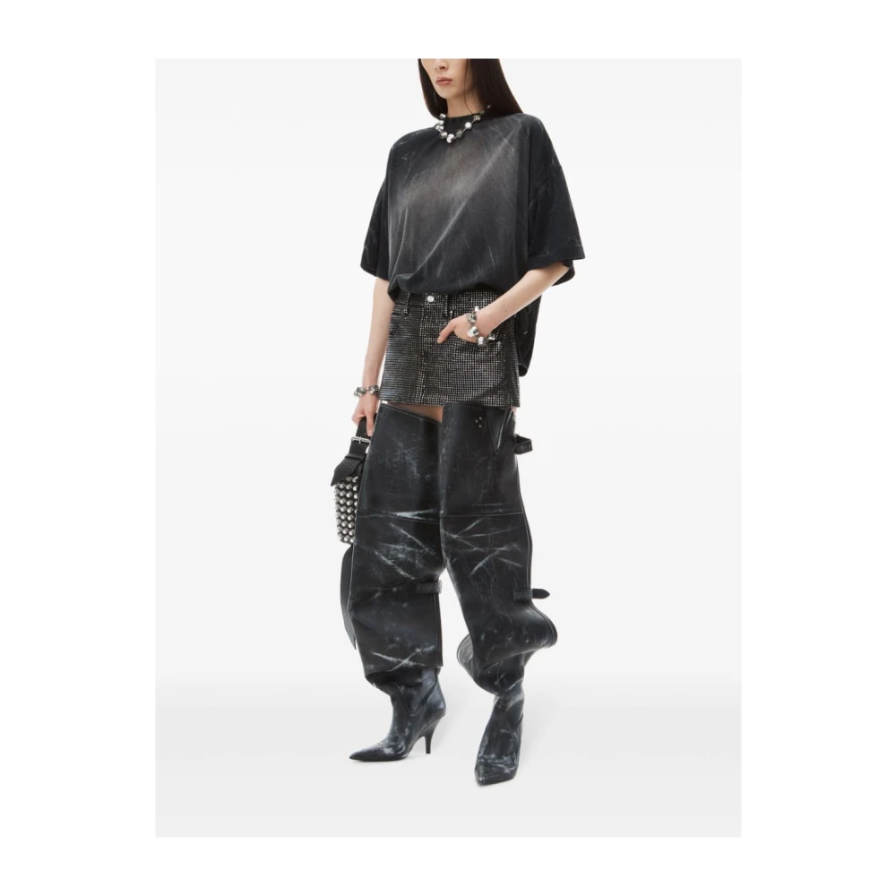 alexander wang Kristal Distressed Mini Rok Black Dames