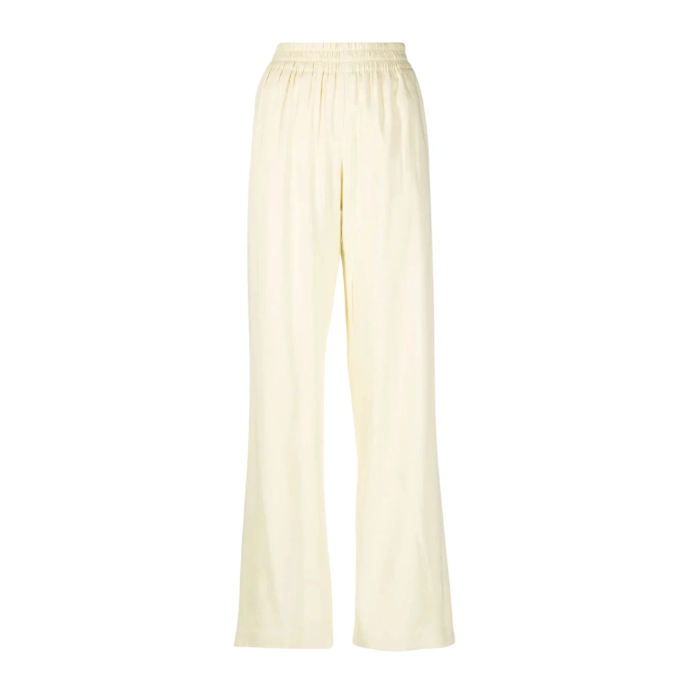 Golden Goose Pastelgele Wide-Leg Linnen Broek Yellow Dames