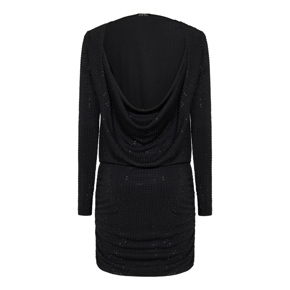 Versace Jeans Couture Zwart Strass Open Rug Mini Jurk Black Dames
