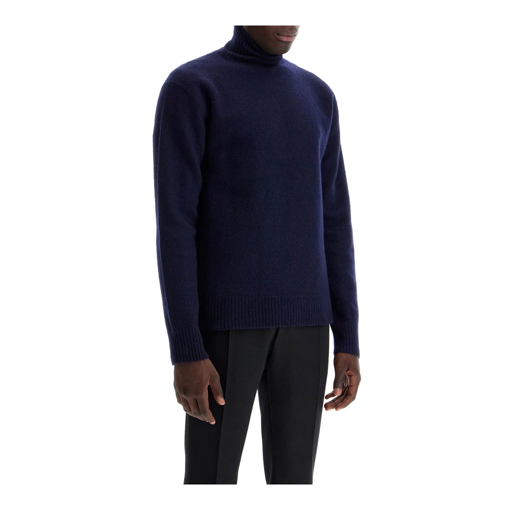 Jil Sander Merino Wool High-Neck Pullover Sweater Blue, Herr