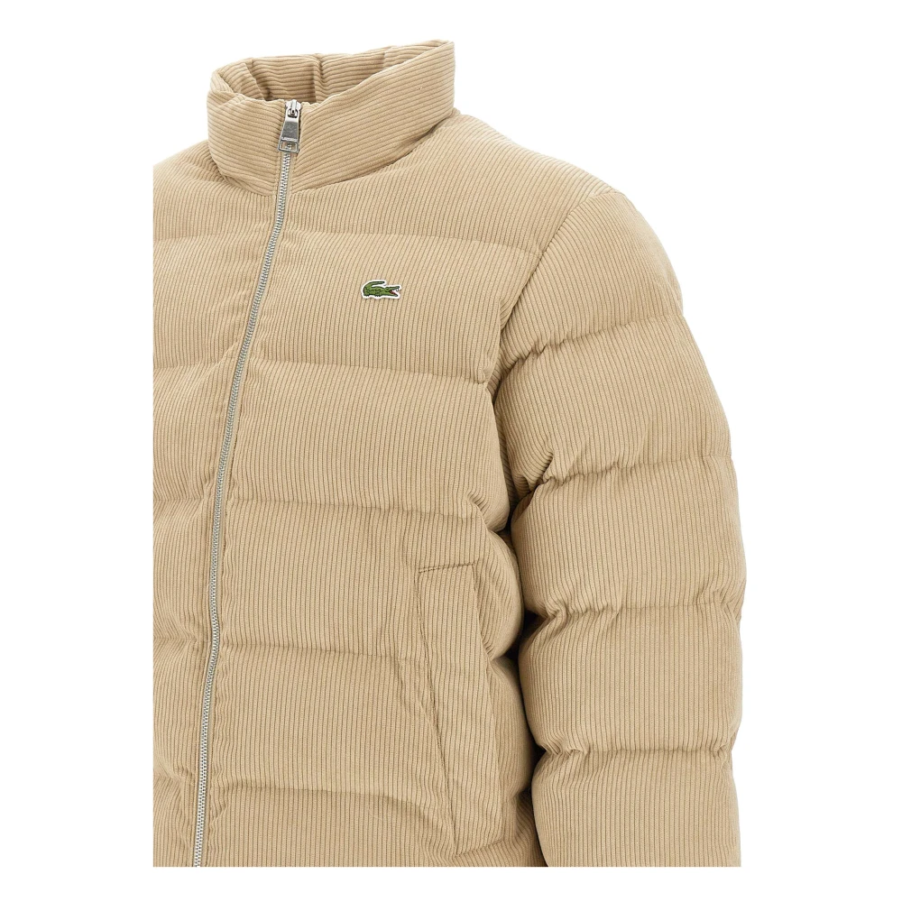 Lacoste Ribfluwelen Donsjas Beige Heren