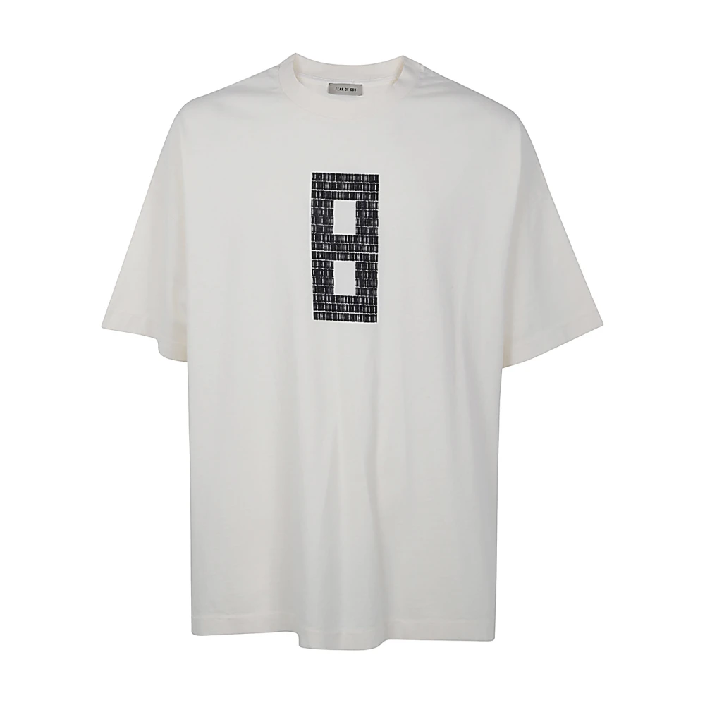 Fear Of God Zwart Print Korte Mouw Tee Beige Heren