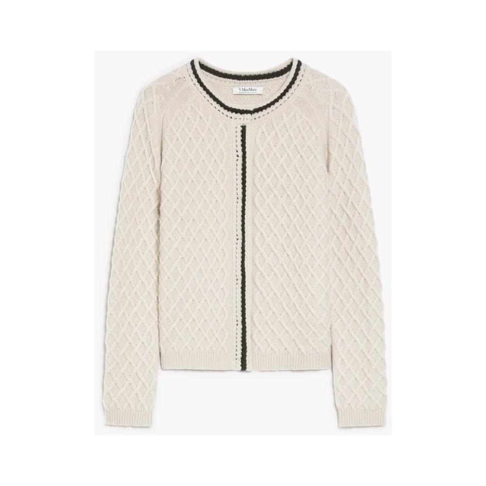 Max Mara Wollen kasjmier vest met diamantpatroon Beige Dames