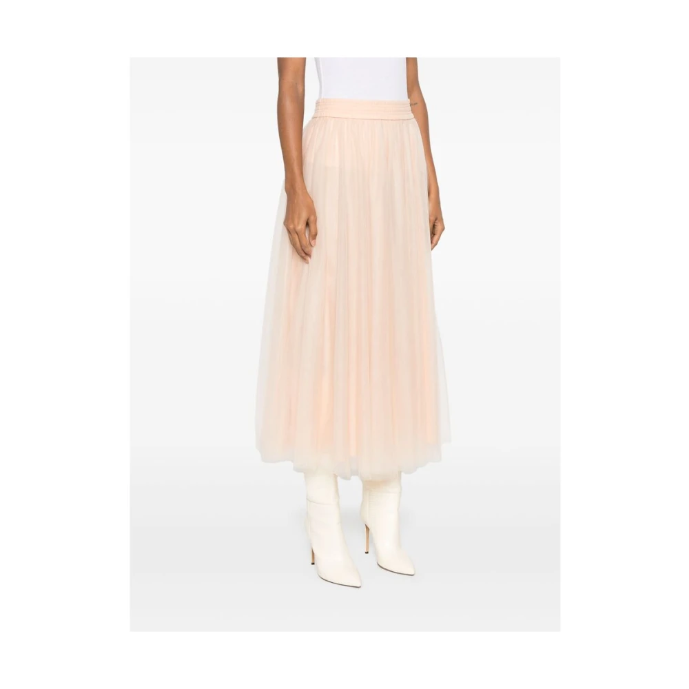 Fabiana Filippi Perzikroze Rok met Elastische Tailleband Pink Dames