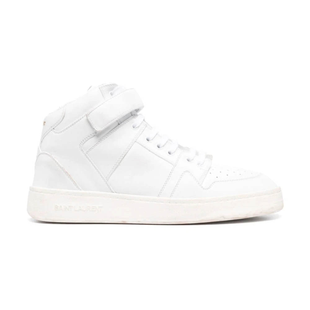 Saint Laurent Witte leren sneaker voor mannen Heren Schoenen