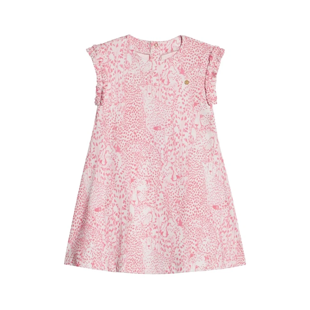 Roberto Cavalli Girls Pink Dresses, 2 Y, Cheetah Print Cotton Dress