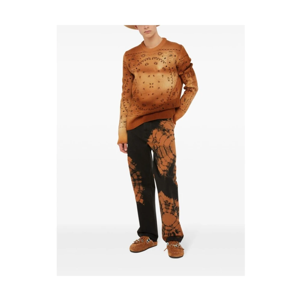 Alanui Paisley Gebreide Wollen Trui Brown Heren