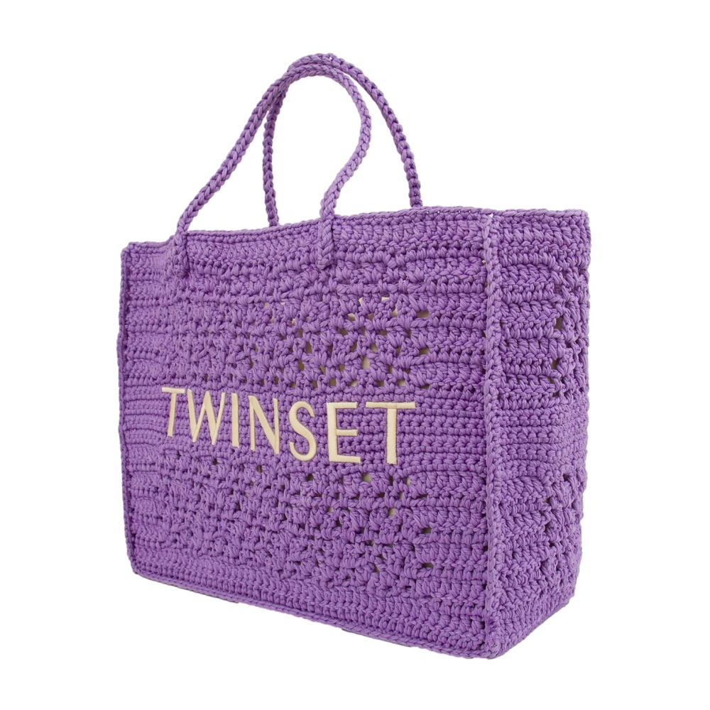 Twinset Gehaakte Lilla Tote Tas Purple Dames