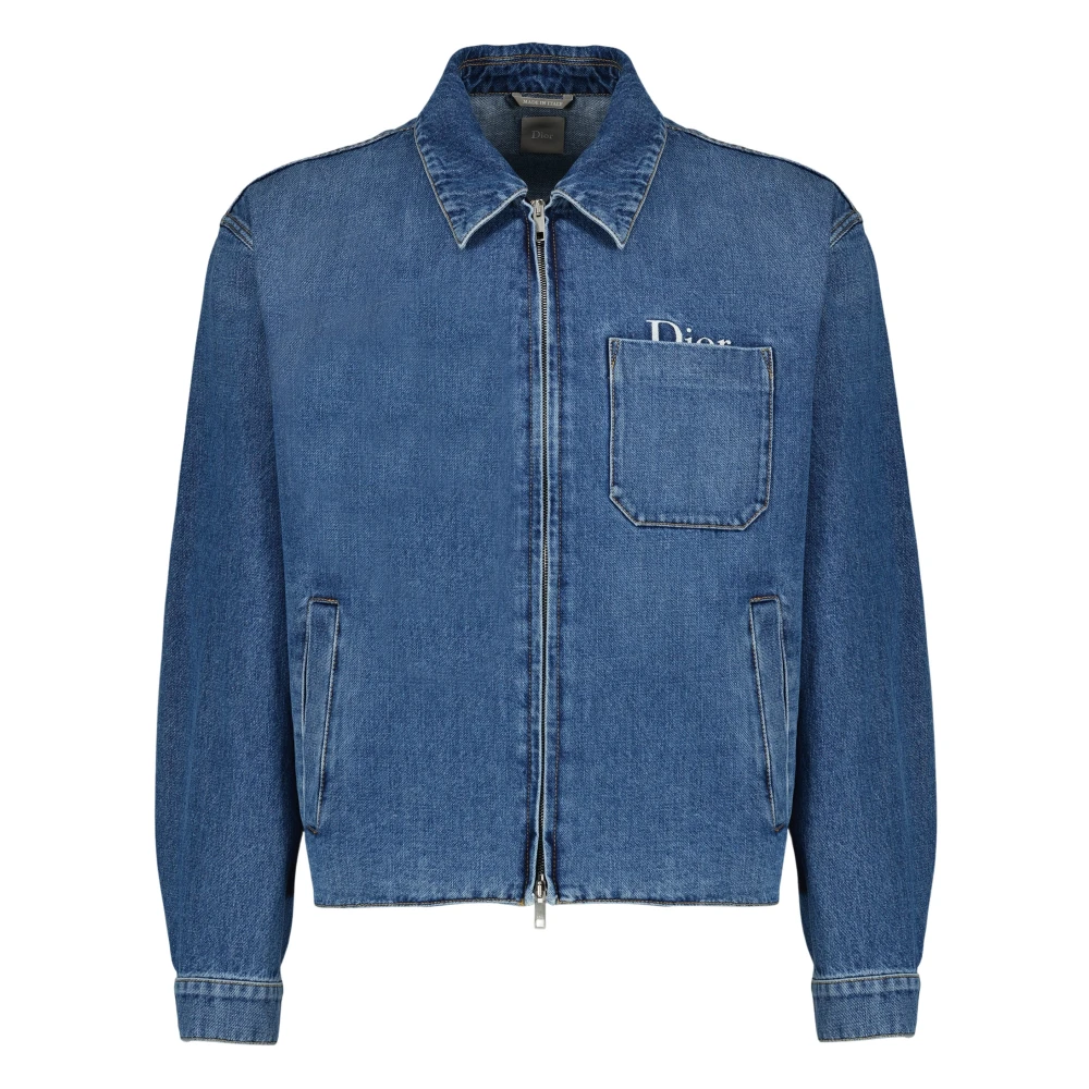 Dior Men's Blue Denim Jackets, L, Denim Jacket With Embroidery