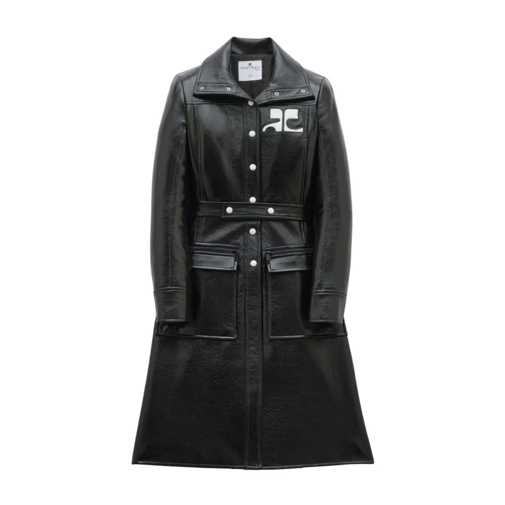 Courrèges Vinyl Trenchcoat in Zwart Black Dames