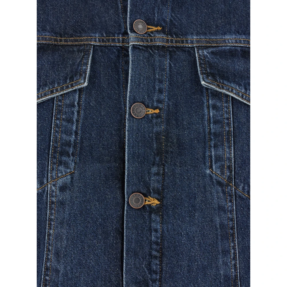 Agolde Blauwe Denim Jack met Pofmouwen Blue Dames