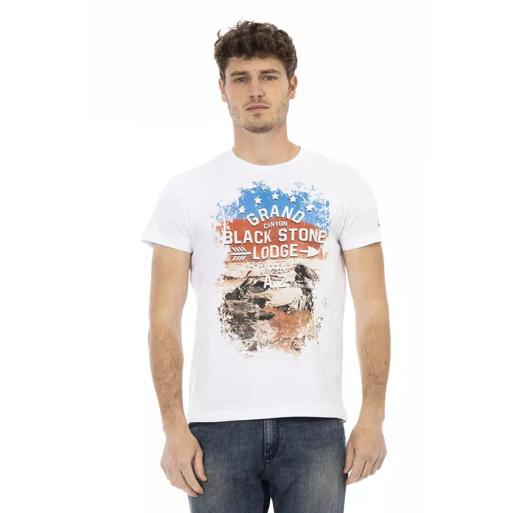Trussardi Mannelijk Wit Tops Heren, 2XL, Katoen, Action T-Shirt Met Korte Mouwen