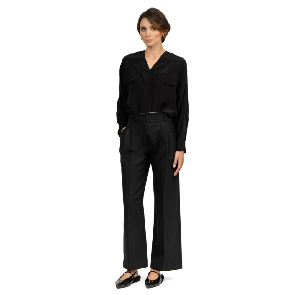 Tela Zwarte viscose lange mouwen shirt Black Dames