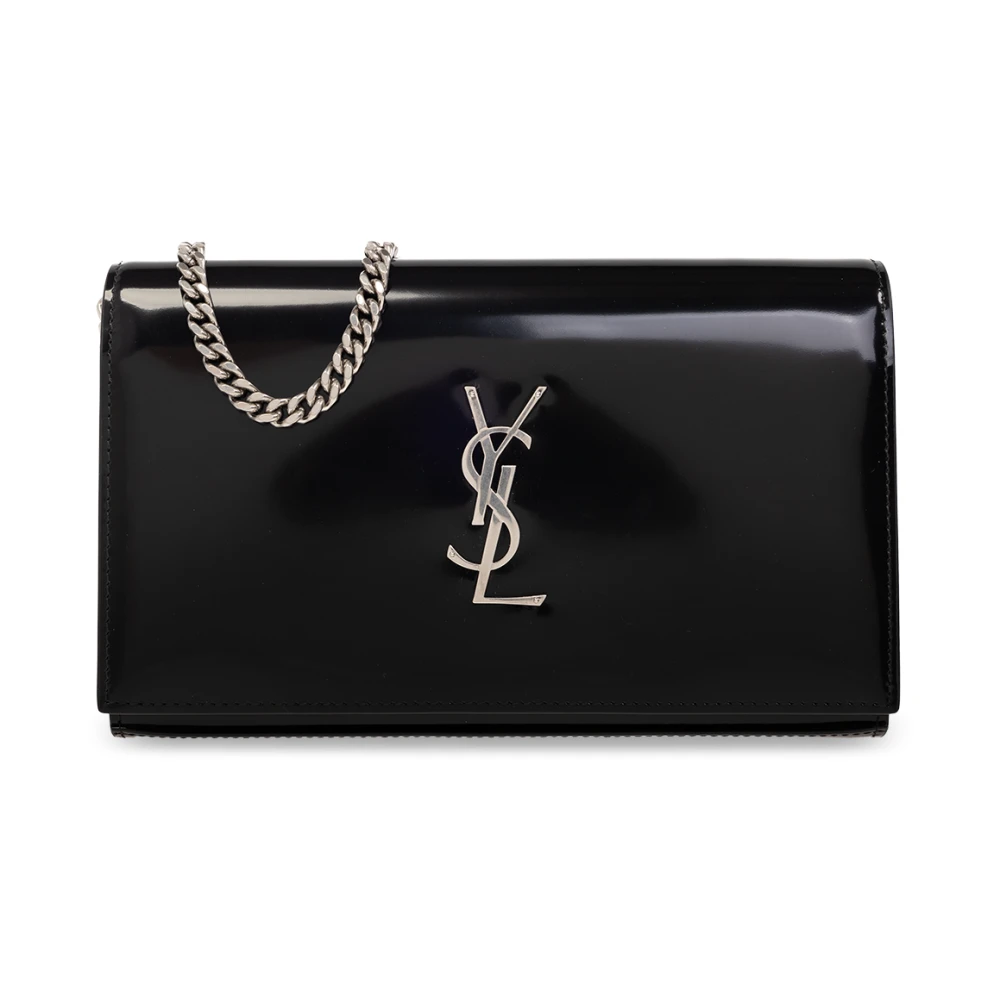 Saint Laurent Cassandre portemonnee op ketting Black Dames