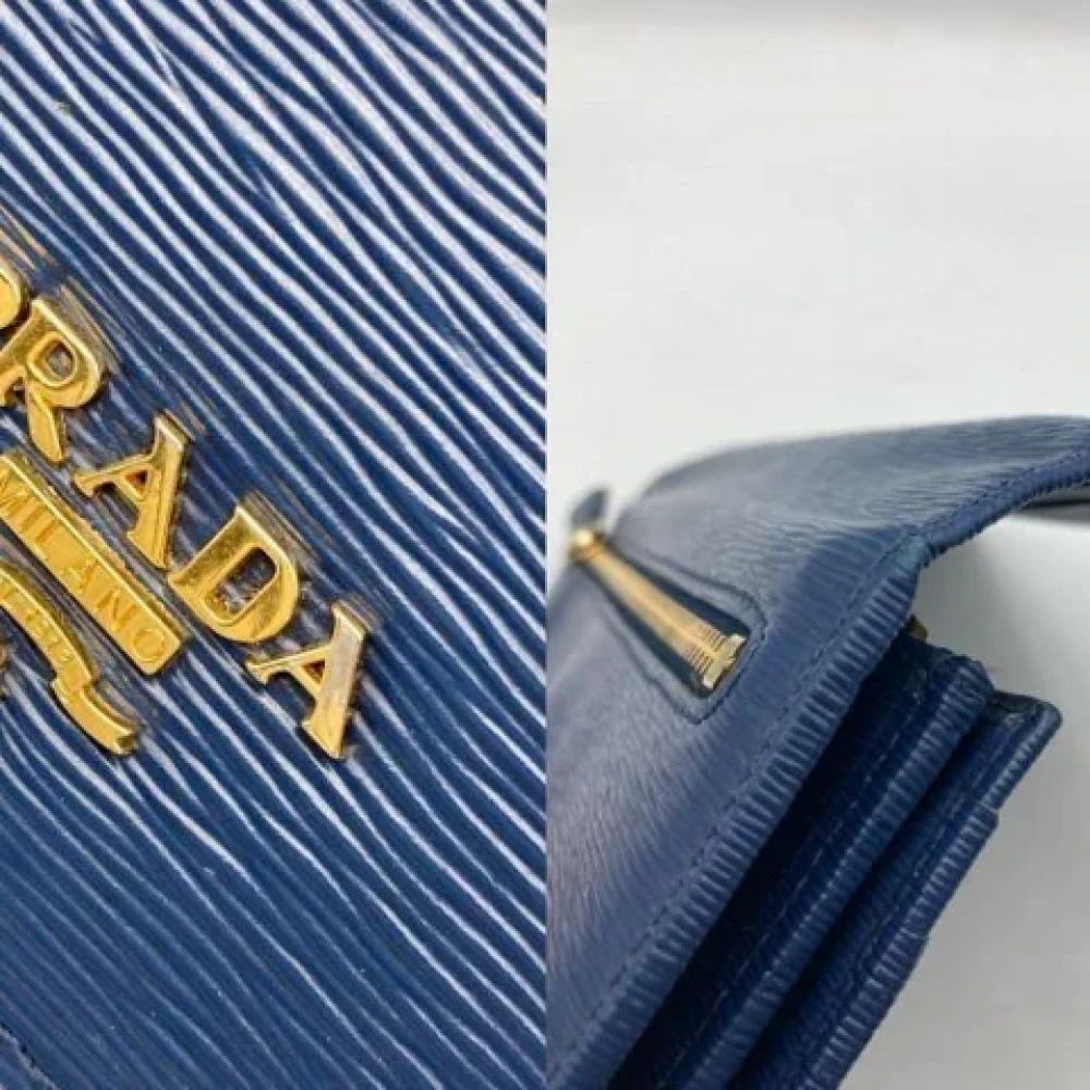 Prada Vintage Pre-owned Leather wallets Blue Dames