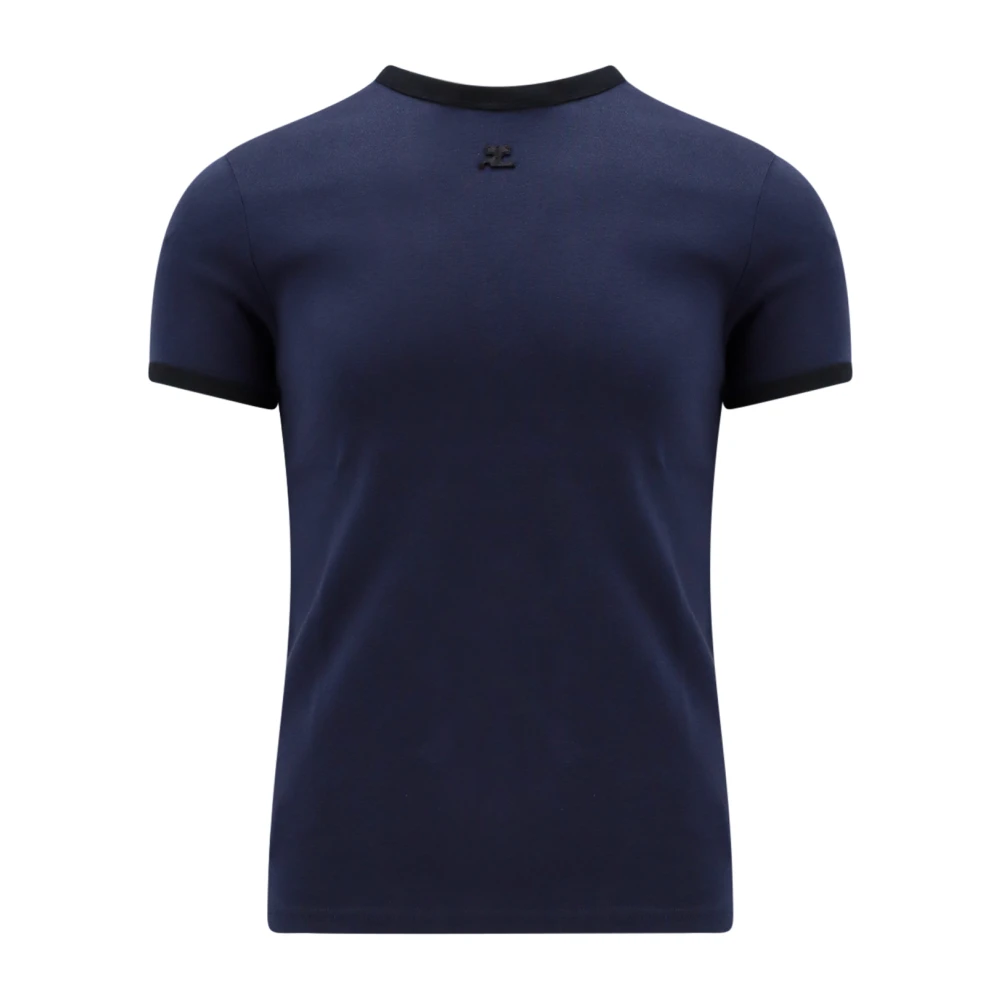 Courrèges Geborduurd Logo Katoenen T-Shirt Blue Heren