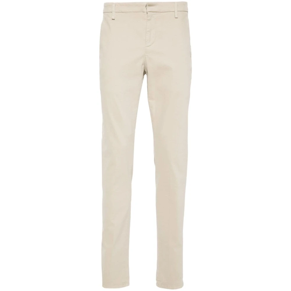 Dondup Men's Beige Slim-Fit Trousers, W35, Slim-Fit Twill Trousers