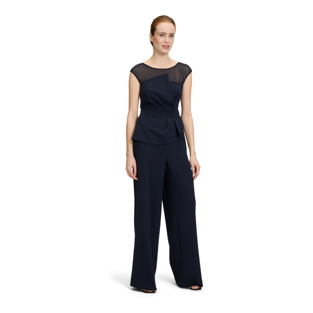 Vera Mont Mouwloze Jumpsuit met Peplum Detail Blue Dames