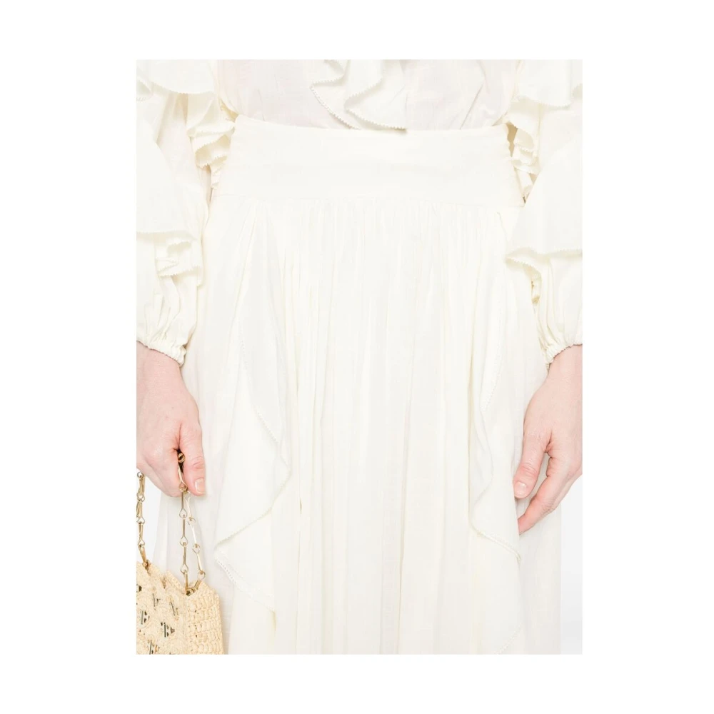 Zimmermann Ivoor Wit Geplooide Asymmetrische Zoom Rok White Dames