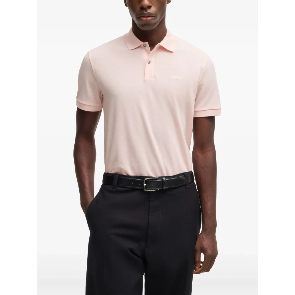Hugo Boss Pima Katoenen Poloshirt met Logo Pink Heren