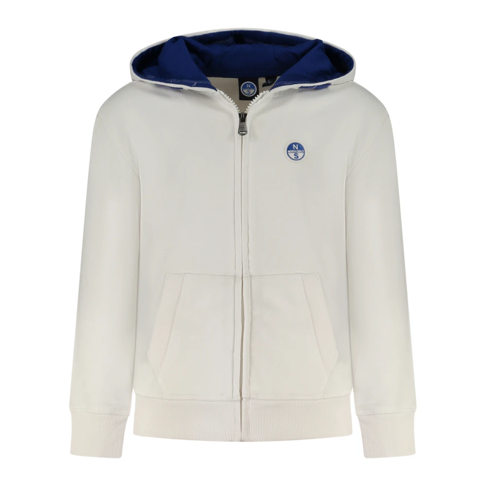 North Sails Boys White Kids Sweatshirts, 10 Y, Zipper Hoodie With Logo Patch