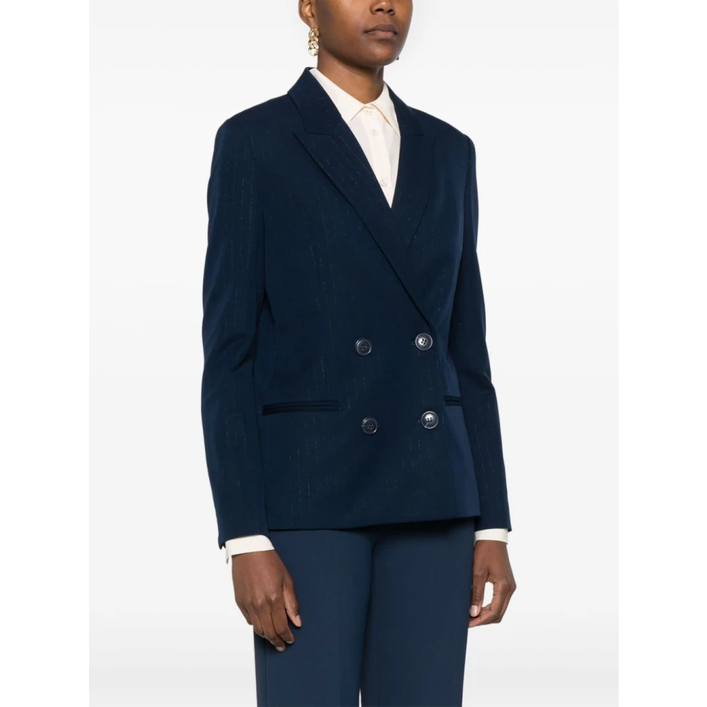 Twinset Blauwe Blazer met Pinstripe Patroon Blue Dames