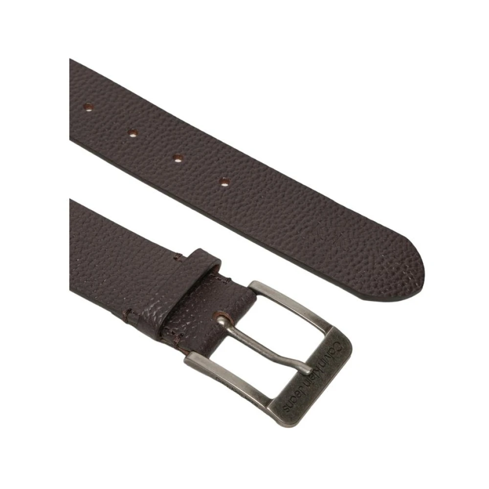 Calvin Klein Jeans Bruine Leren Riem Herfst Winter Collectie Brown Heren