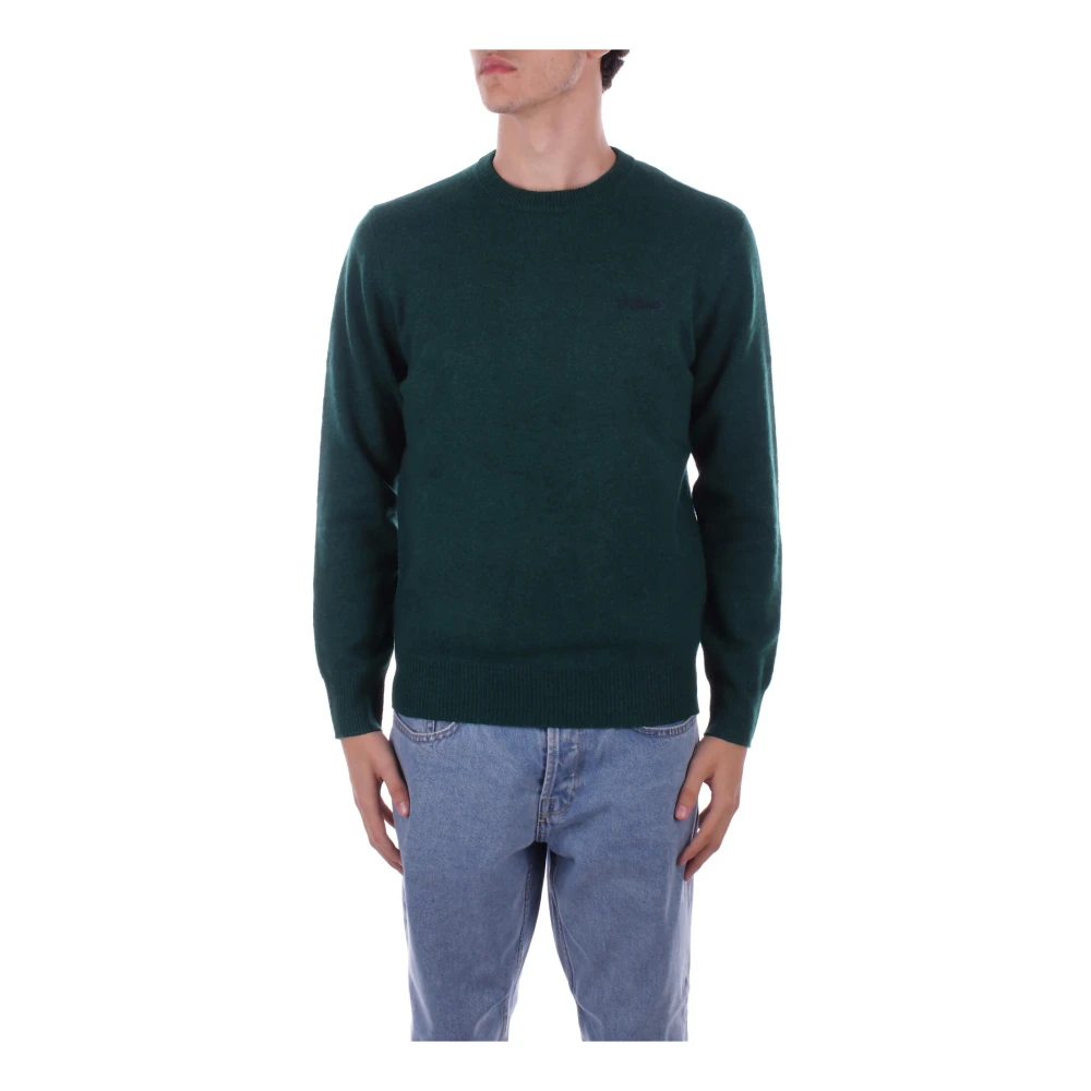 Saint Barth Groene Logo Front Sweater Green Heren