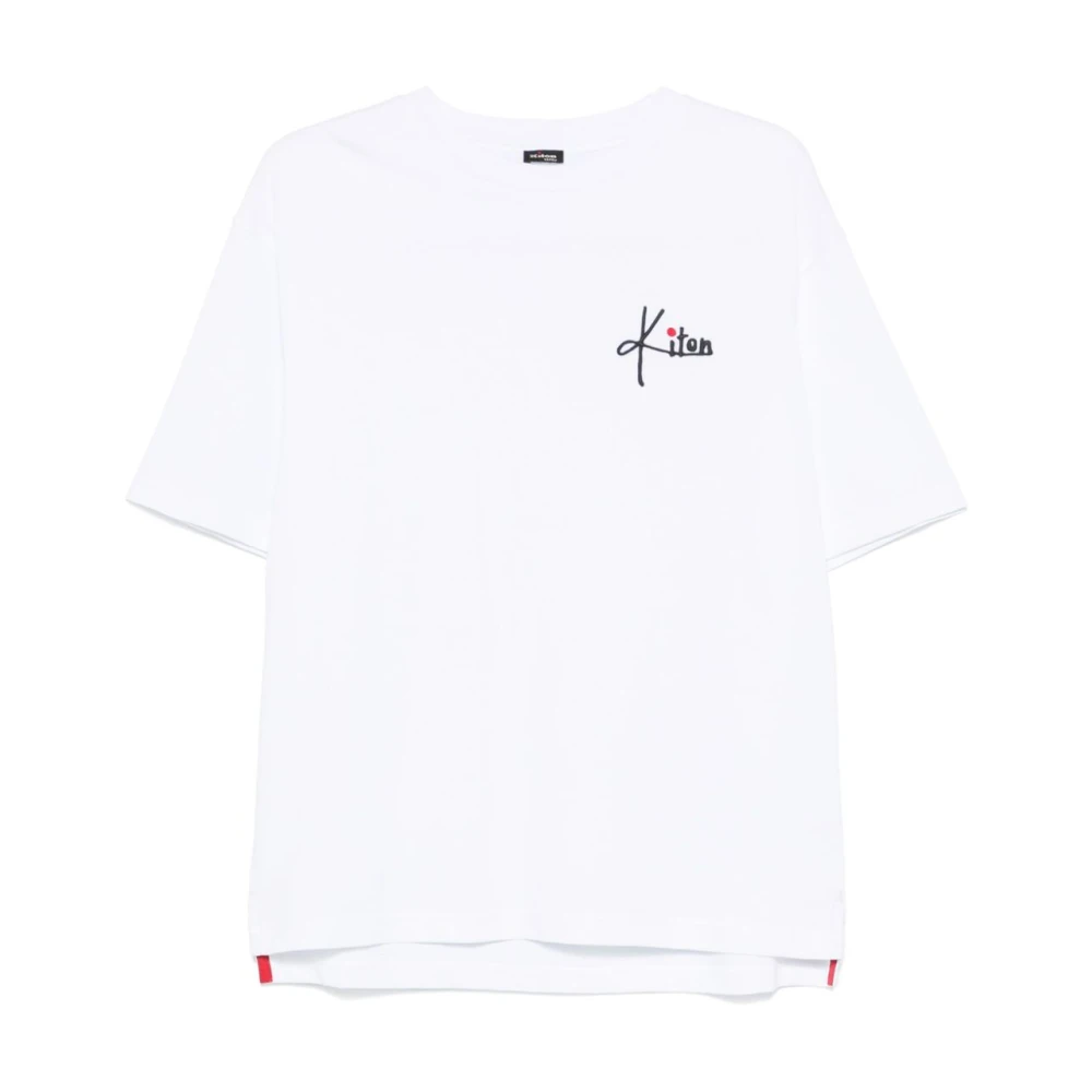 Kiton Witte Katoenen T-shirt met Logo White Heren