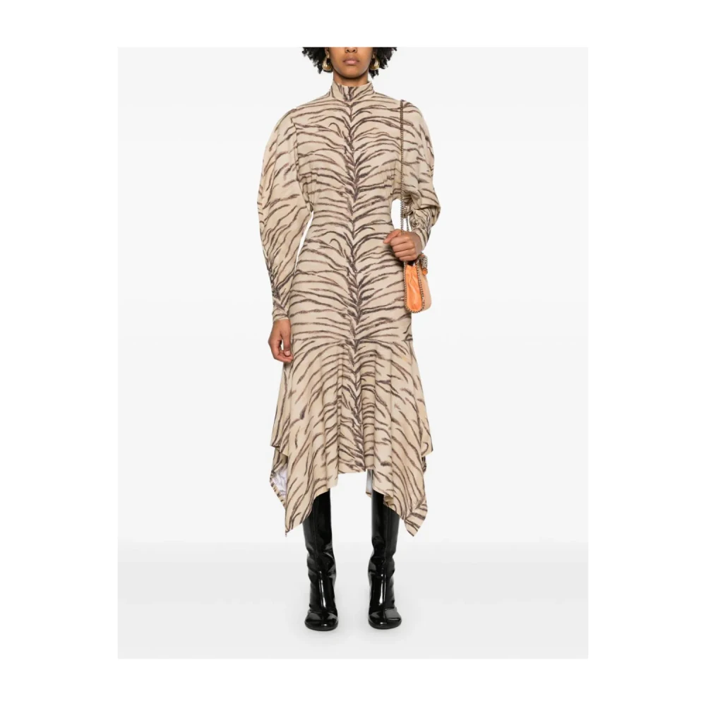 Stella Mccartney Beige Asymmetrische Jurk Achterrits Multicolor Dames
