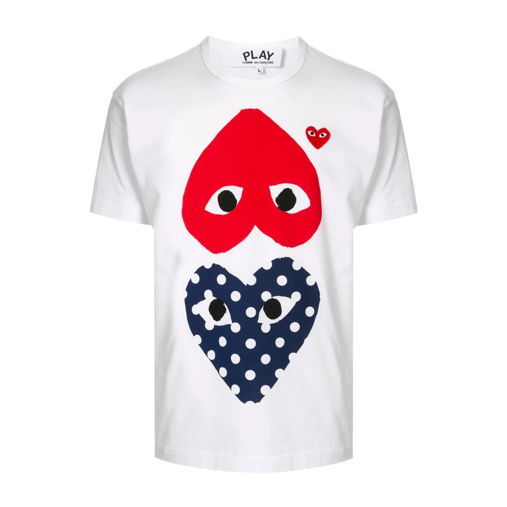 Comme des Garçons Play Polka Dot Heart T-Shirt Japan Made White Heren