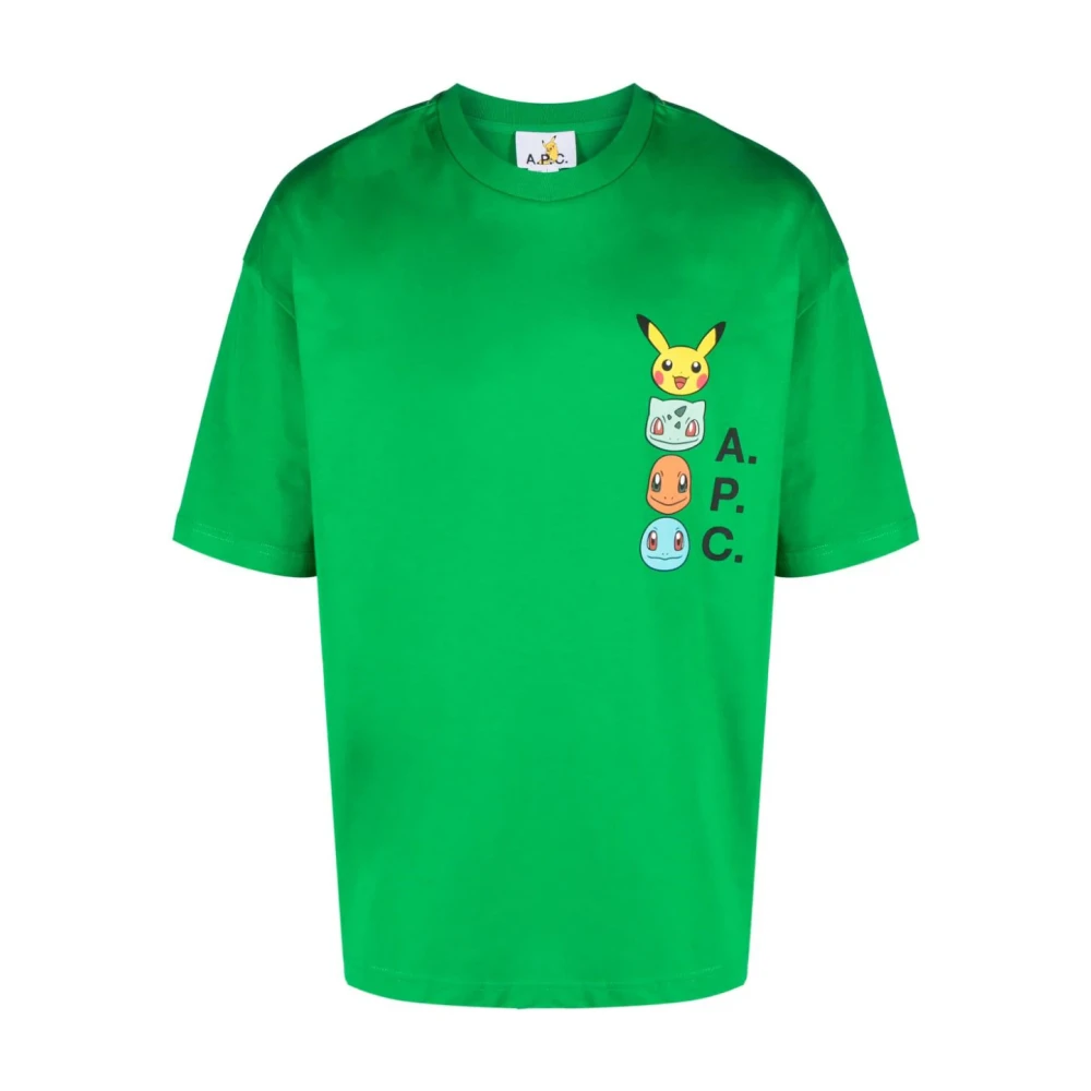 A.p.c. Pokemon T-shirt 100% Katoen Green Heren