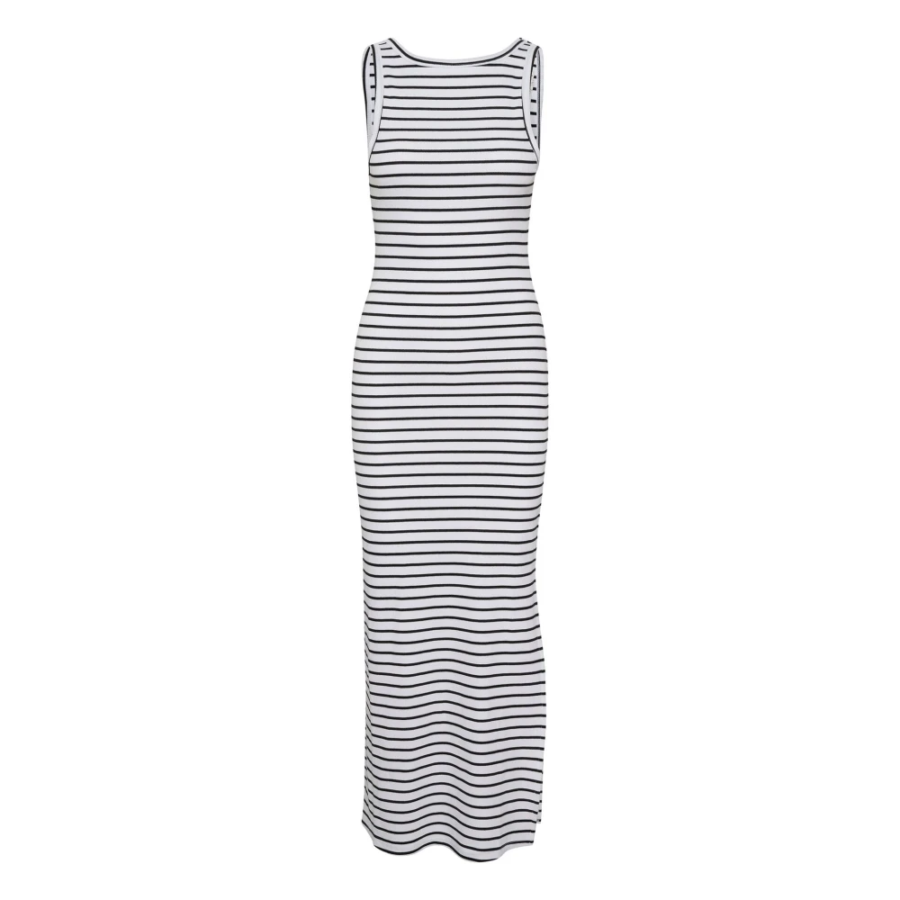 Gestuz Women's White Maxi Dresses, Xl, Reversible Stripe Dress Bright Black