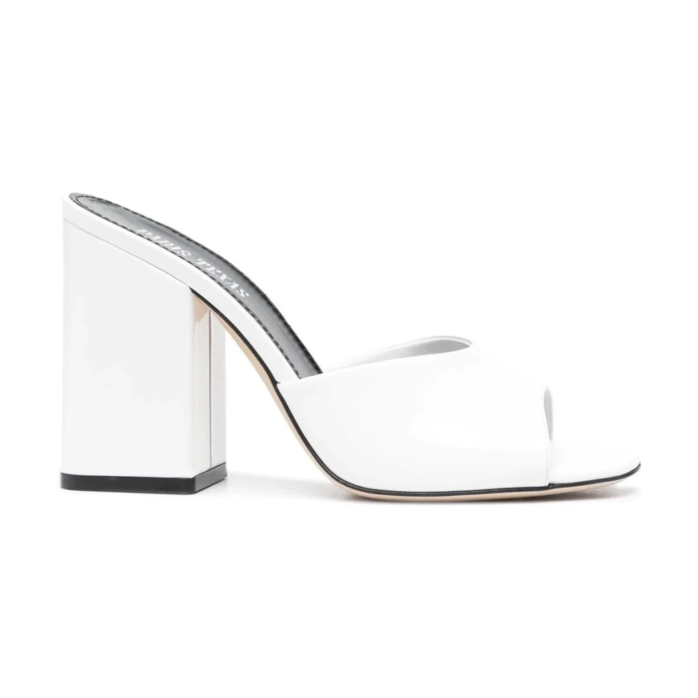 Paris Texas Women's White Leather Heeled Mules