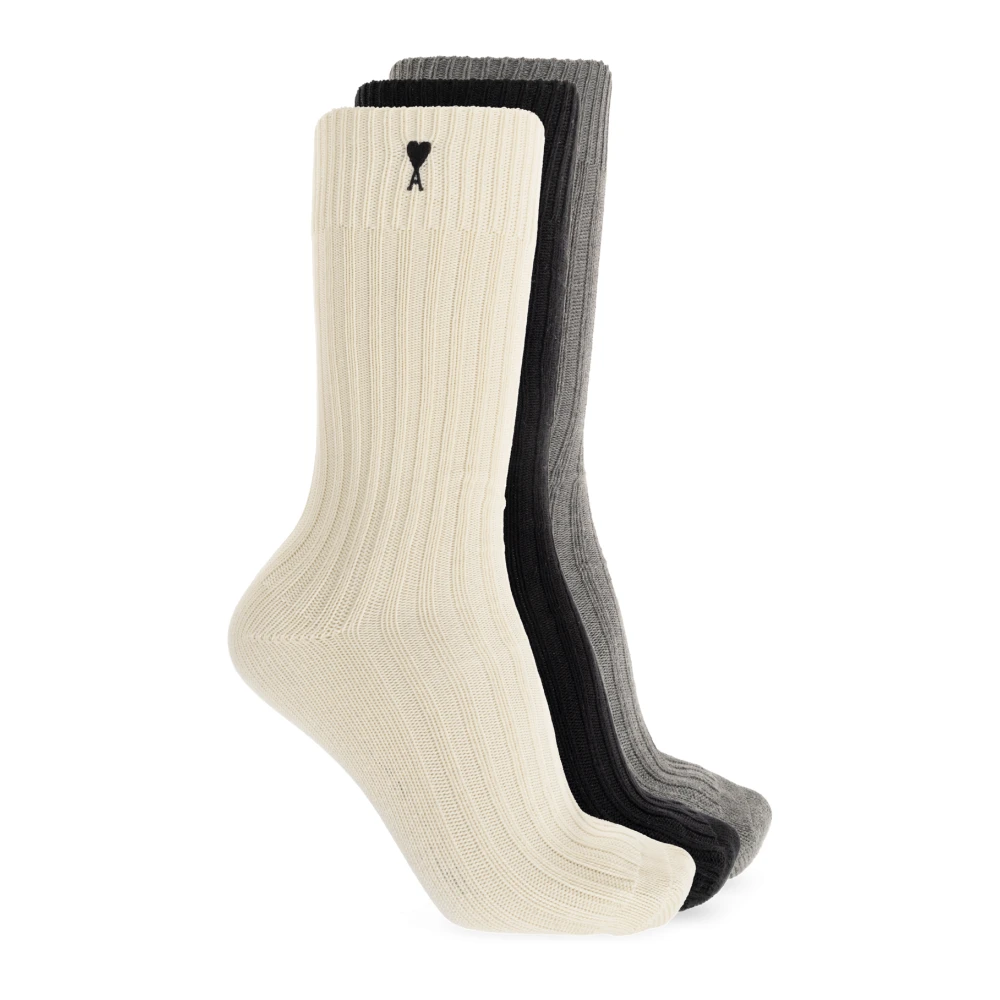 Ami Paris Multicolor Tre Par Strumpor