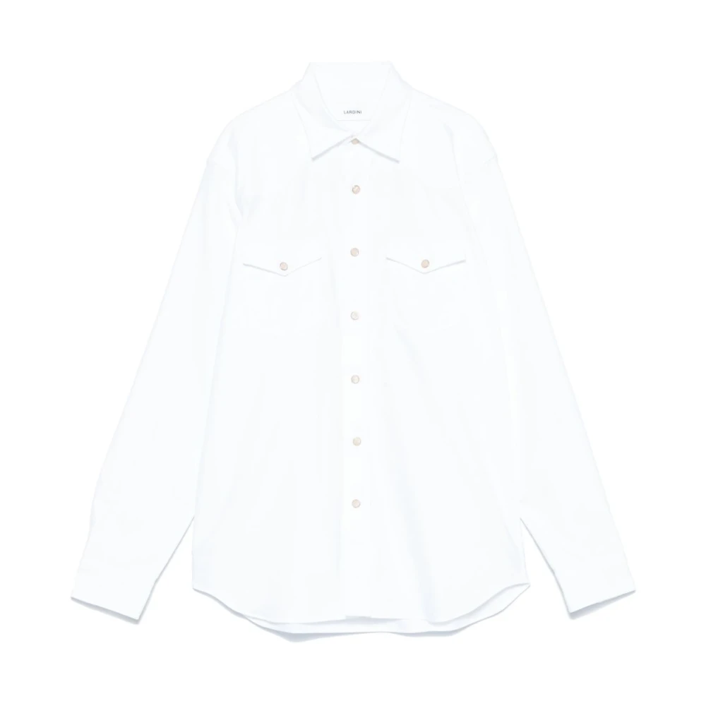 Lardini Witte Katoenen Overhemd met Drukknopen White Heren