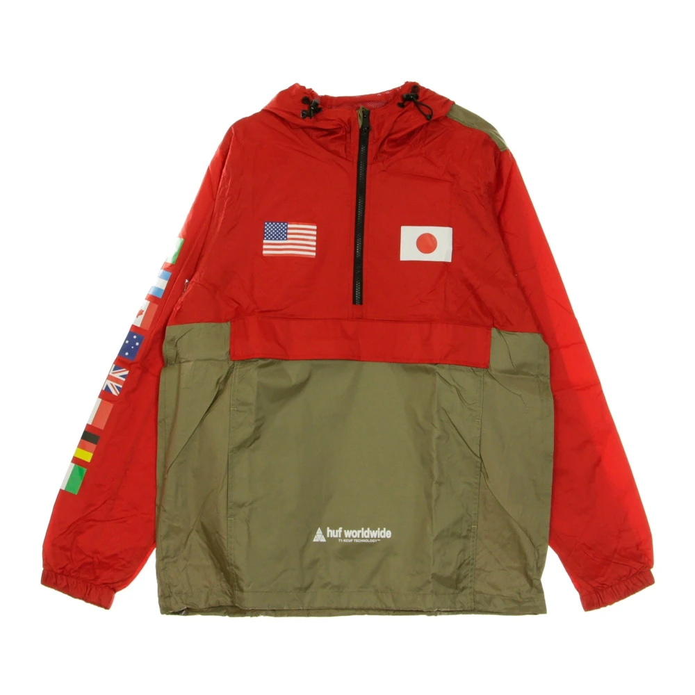 HUF Flags Anorak Jas Cyber Rood Multicolor Heren