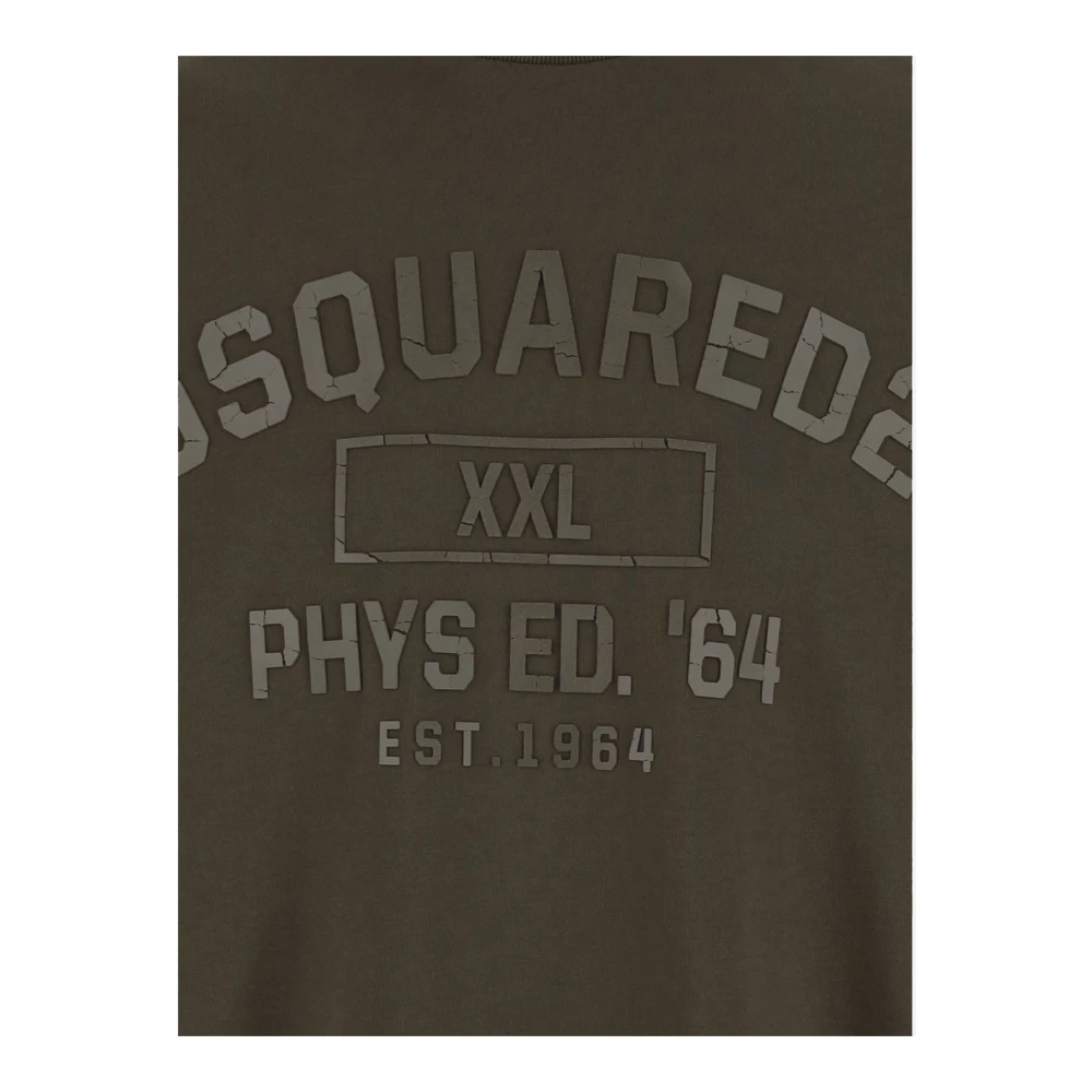 Dsquared2 Zwarte Katoenen Logo Print T-shirt Green Heren