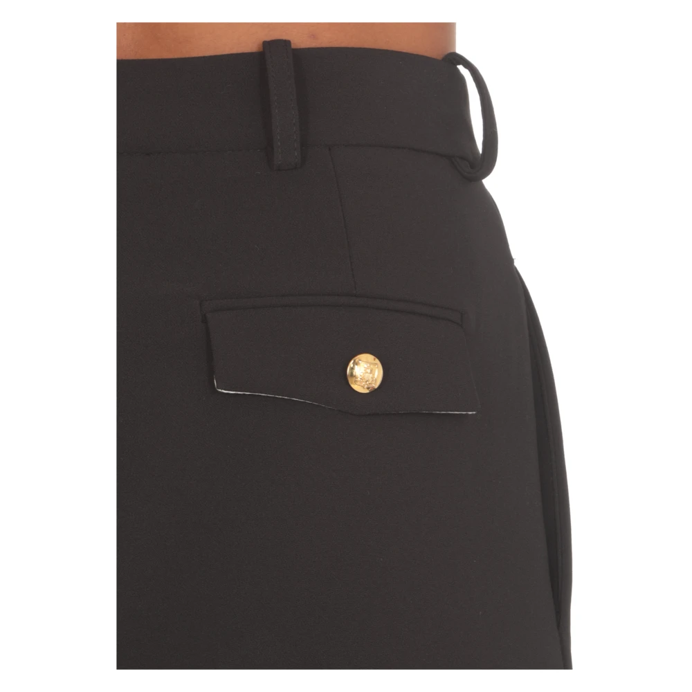 Elisabetta Franchi Zwarte Crêpe Broek met Zakken Black Dames
