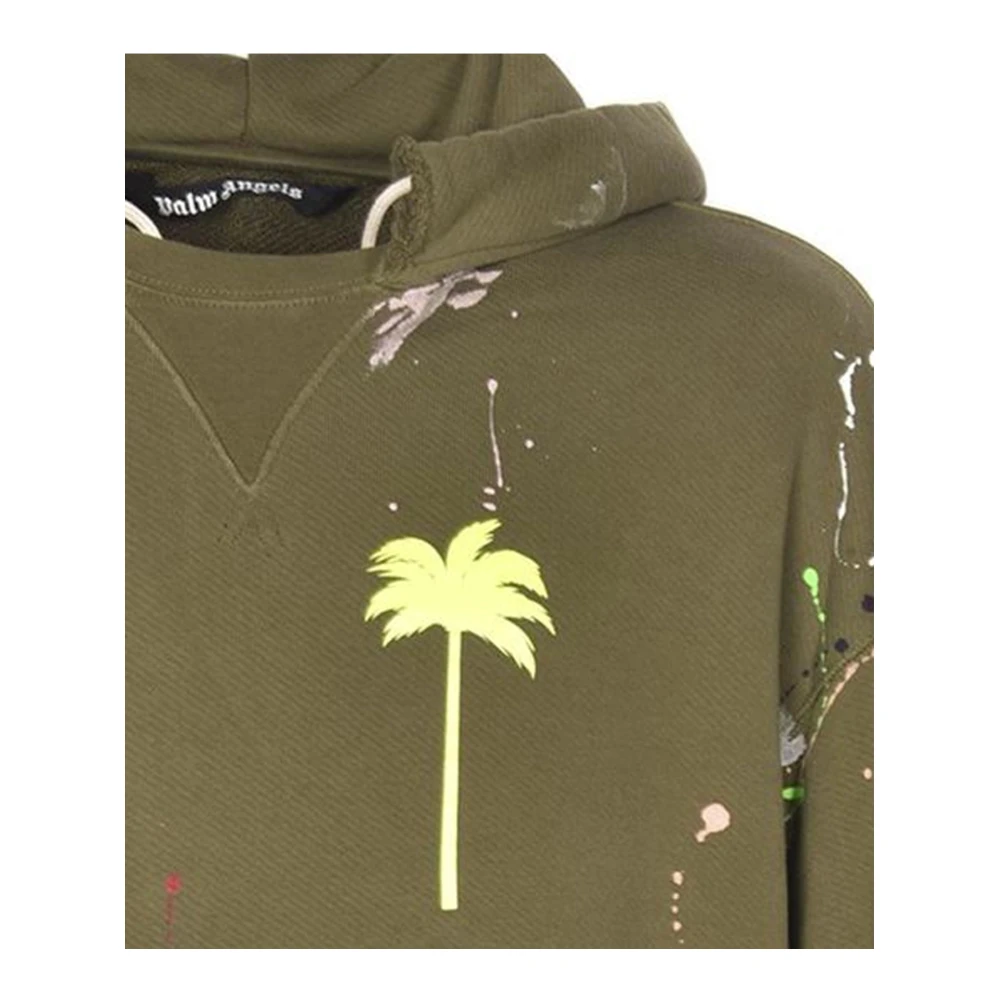 Palm Angels Groene Bedrukte Sweatshirt voor Heren Green Heren