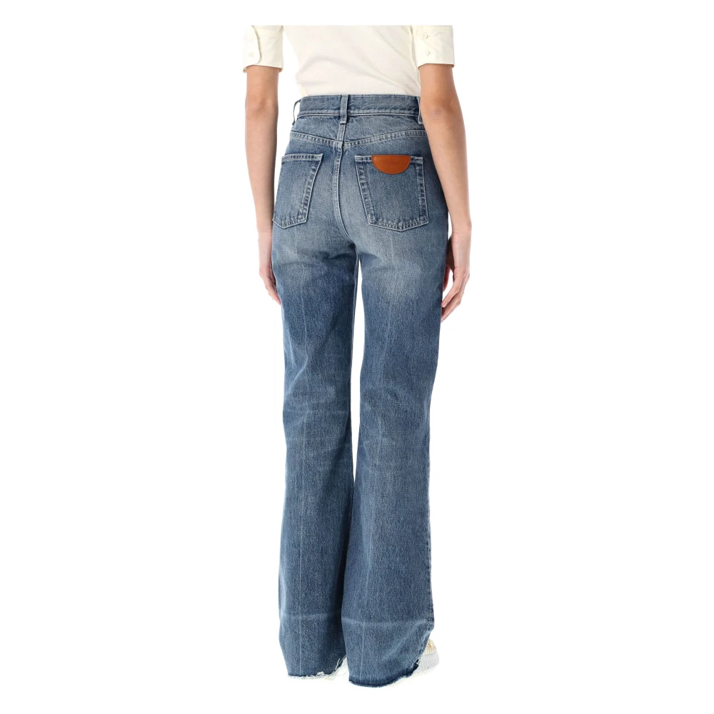 Chloé Blauwe Bootcut Denim Jeans met Slangenversiering Blue Dames