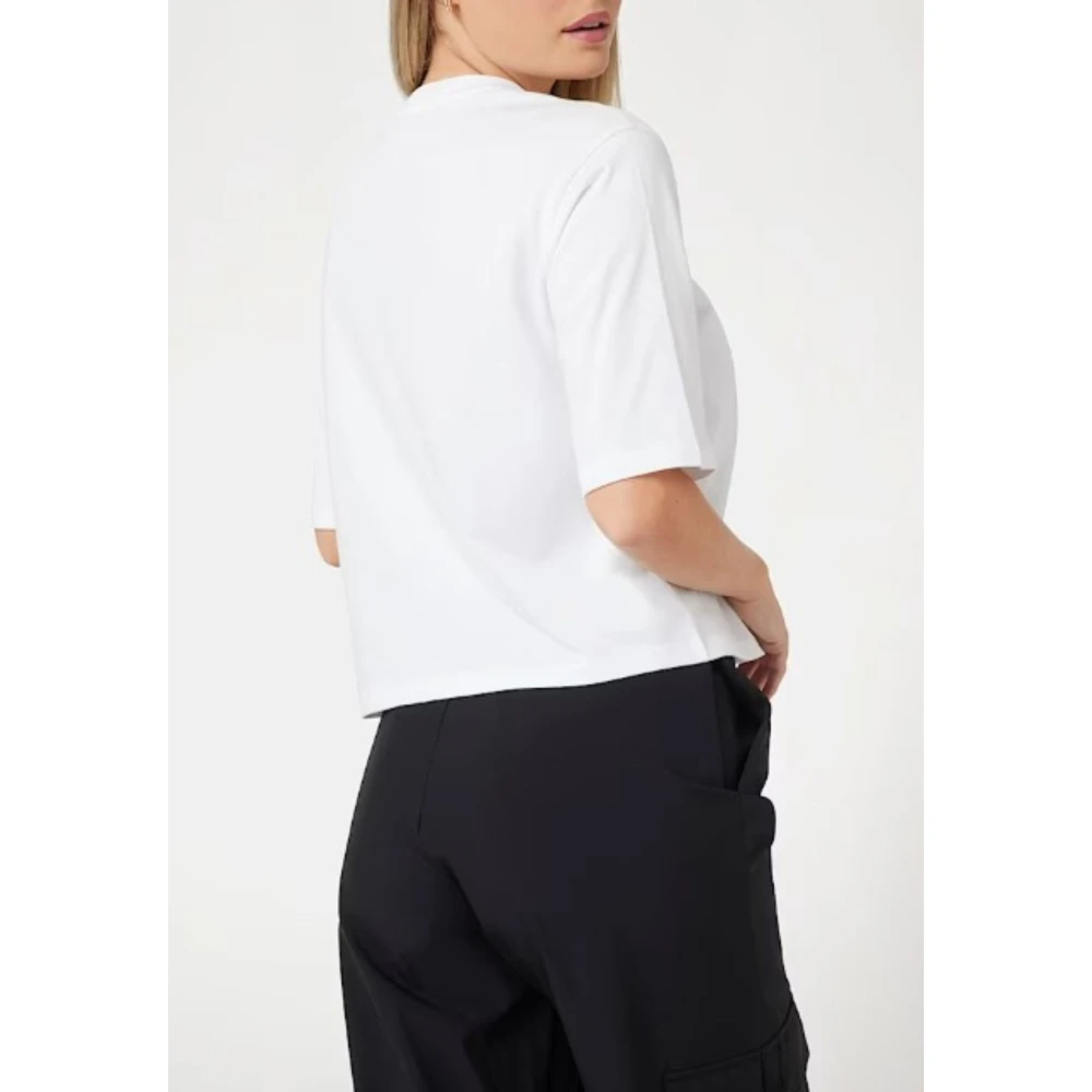 Guess Relaxed fit pailletlogo tee White Dames