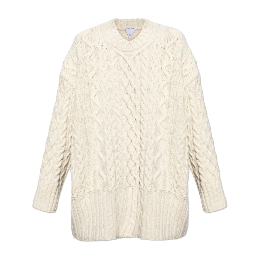 Bottega Veneta Wollen trui met decoratief breipatroon Beige Dames