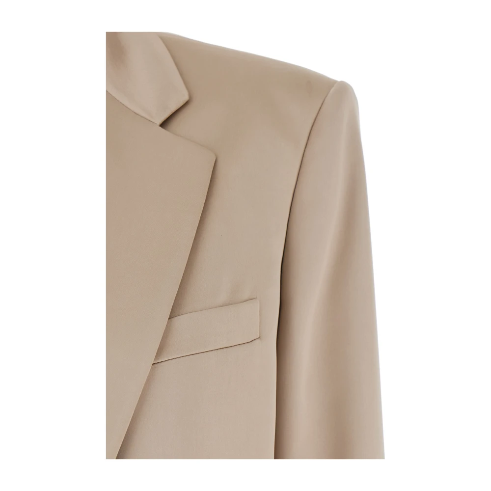 Andamane Beige Single-Breasted Wolblend Jas Beige Dames