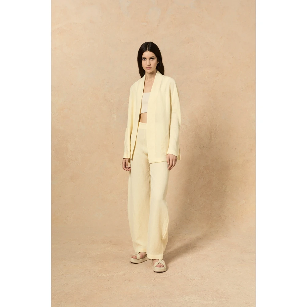 Cortana Linnen Viscose Lange Jas Vanille Yellow Dames