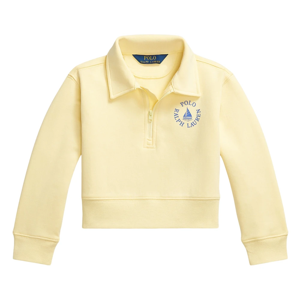 Ralph Lauren Girls Yellow Kids Sweatshirts, 6 Y, Half Zip Sweatshirt