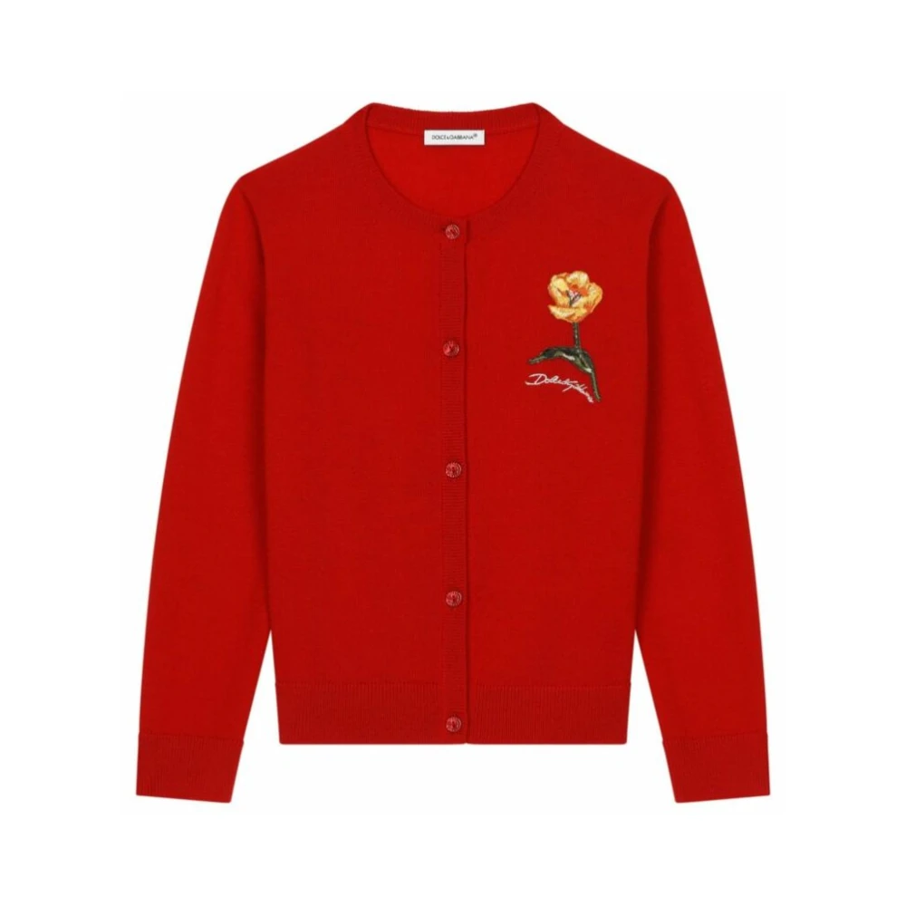 Dolce & Gabbana Barn Cardigan i Mörkröd Red, Flicka