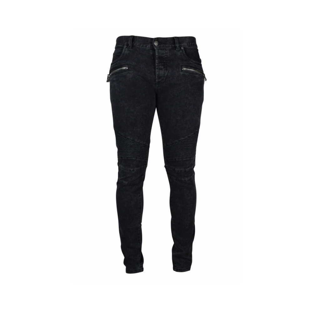 Balmain Zwarte Skinny Jeans met Ritsdetails Black Heren